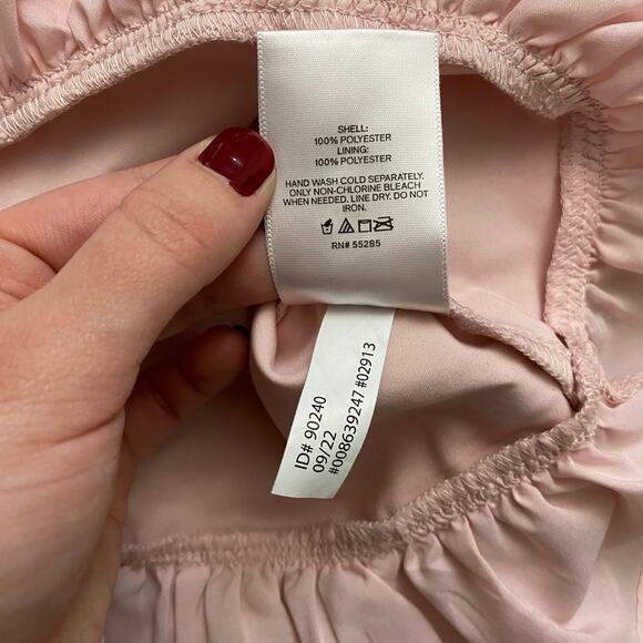 Express Women Pink Tulle Dot Twist Front Peplum Tank Top Size L Boho Coquette - Picture 8 of 8